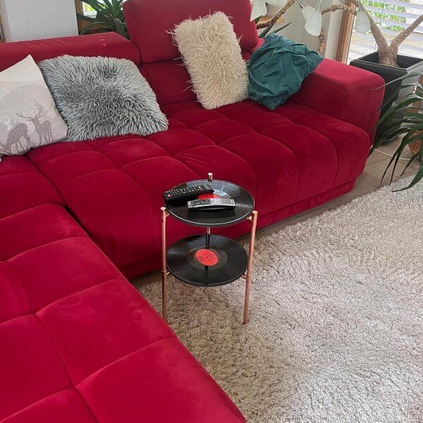Kupfer-Schallplattenregal – Vintage Beistelltisch, Nachttisch, Couchtisch – Bild 6