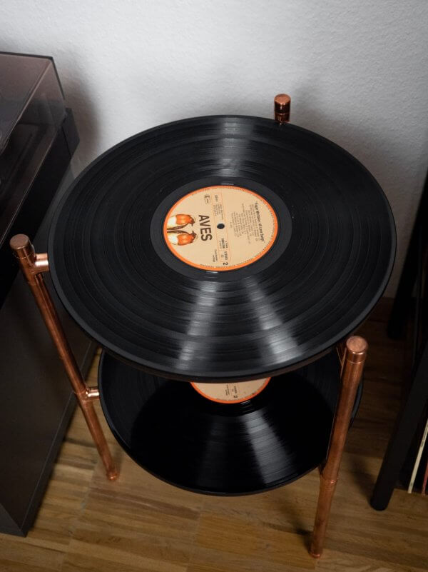 Kupfer-Schallplattenregal – Vintage Beistelltisch, Nachttisch, Couchtisch – Bild 5