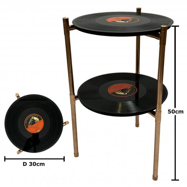 Kupfer-Schallplattenregal – Vintage Beistelltisch, Nachttisch, Couchtisch – Bild 4